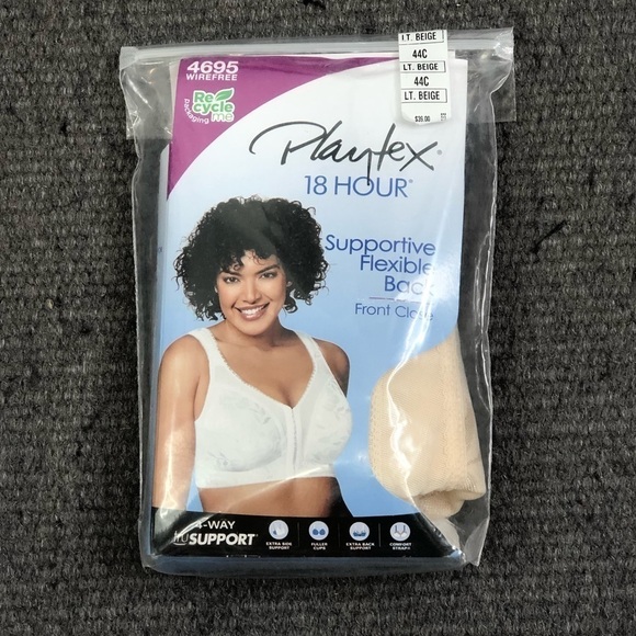 SET OF TWO Playtex 18 Hour Custom Flex Back wireless front close bras 44C beige - Picture 3 of 5